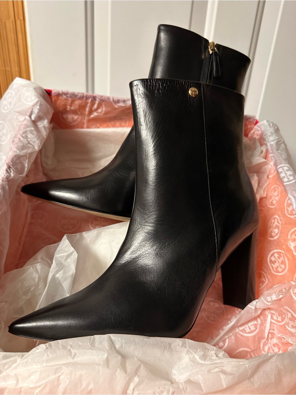 Tory Burch Penelope 90mm Bootie Perfect Black Calf Leather Women's Size 11 NEW